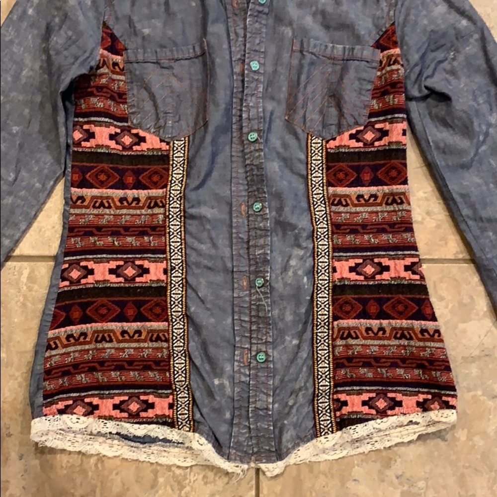 Gimmicks patterned flannel denim shirt - Picture 3 of 8